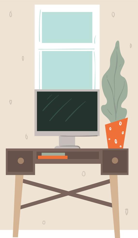 Working space in office or home interior design vector
