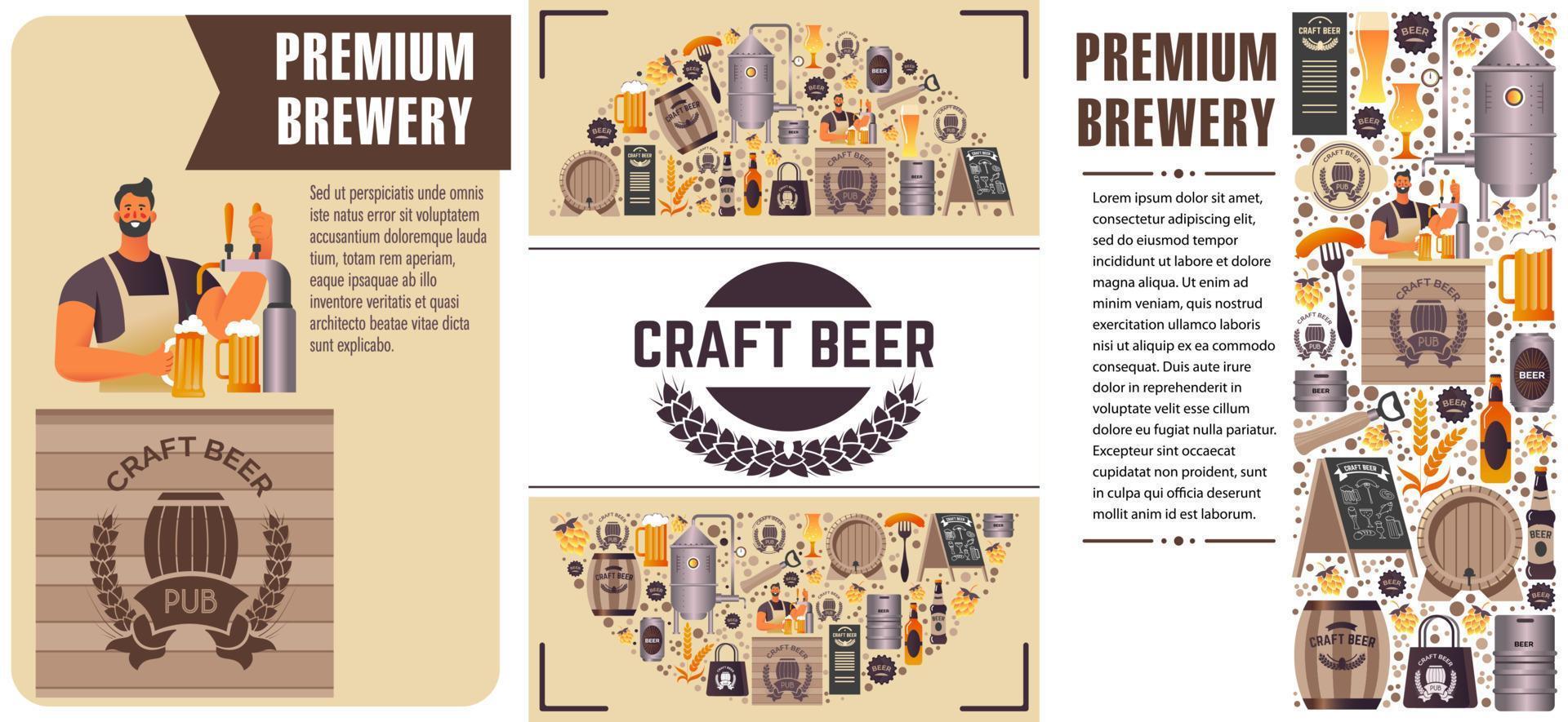 Craft beer production and selling, premium brewery vector