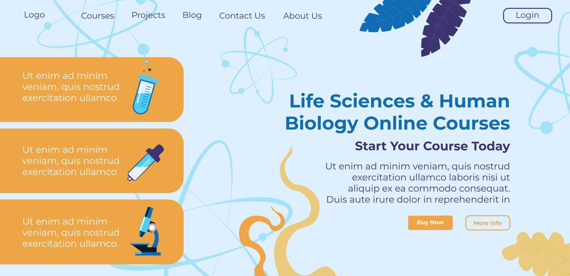 cursos en línea de ciencias de la vida y biología humana vector