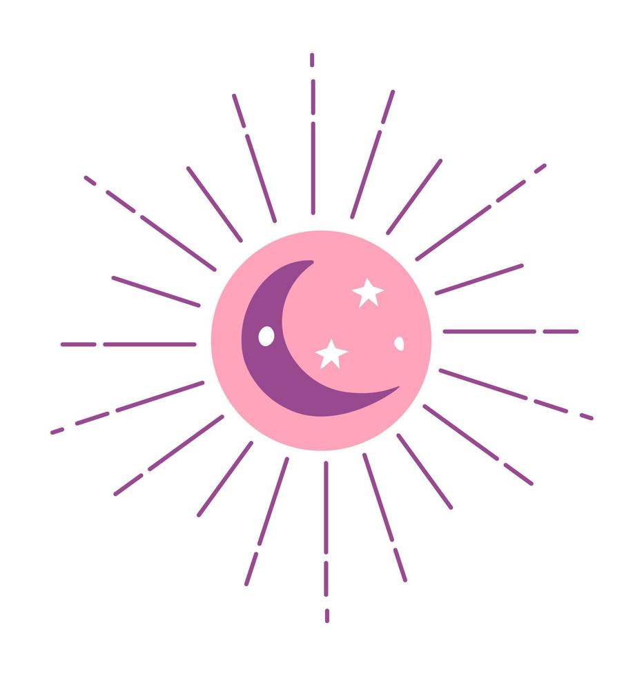 Sunshine and moonlight, magic symbol unity icon vector