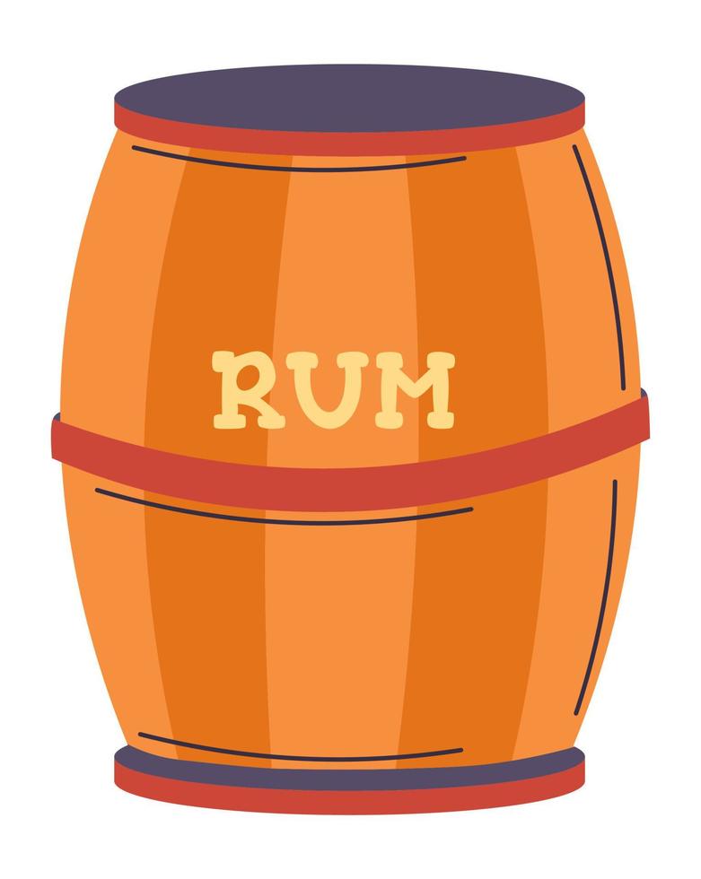 Rum alcoholic beverage preserved in wooden barrel vector