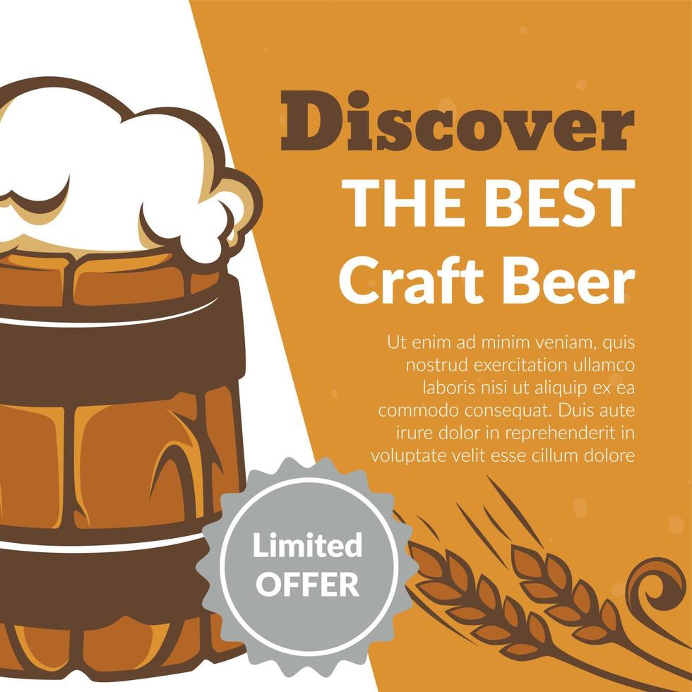 Discover best craft beer, limited offer banner vector