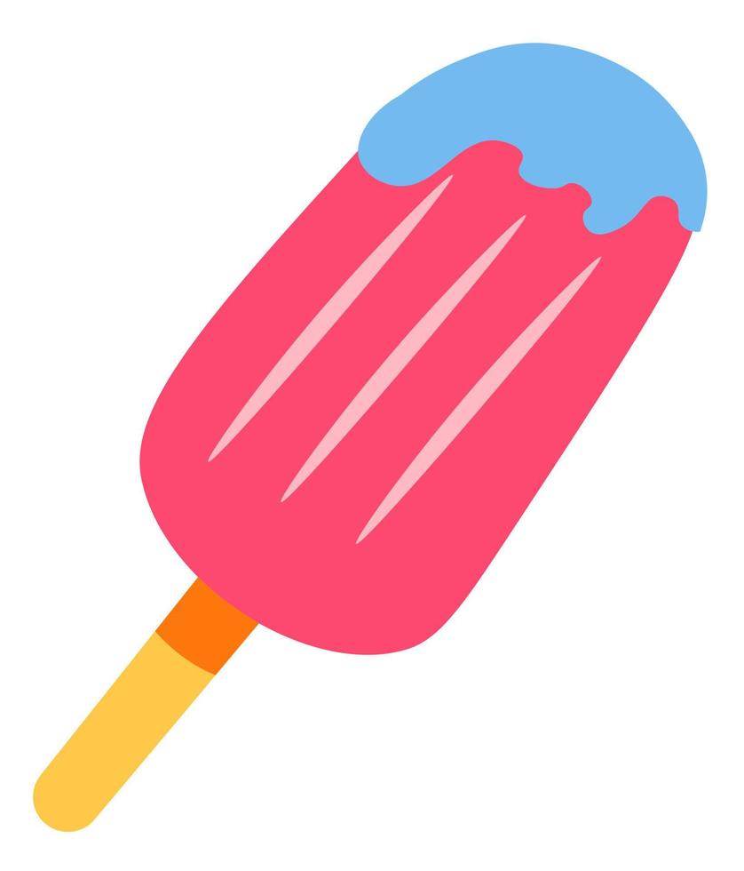 Ice cream, icy frozen dessert on stick summer vector