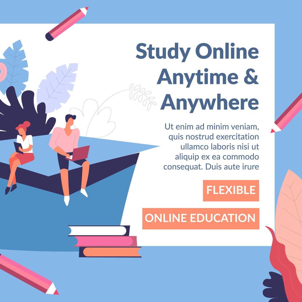 Study online, anytime and anywhere flexible web vector