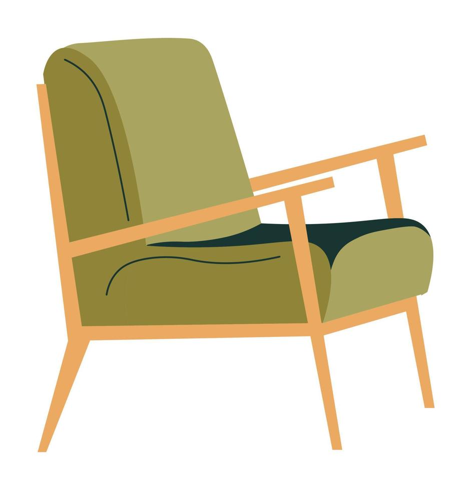 sillón con mangos de madera, muebles de moda vector