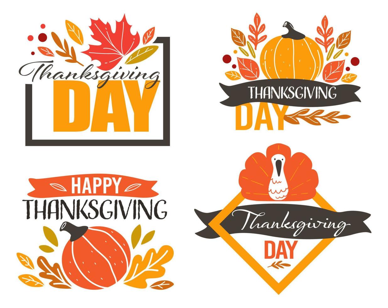 Thanksgiving holiday, celebration cards banners vector