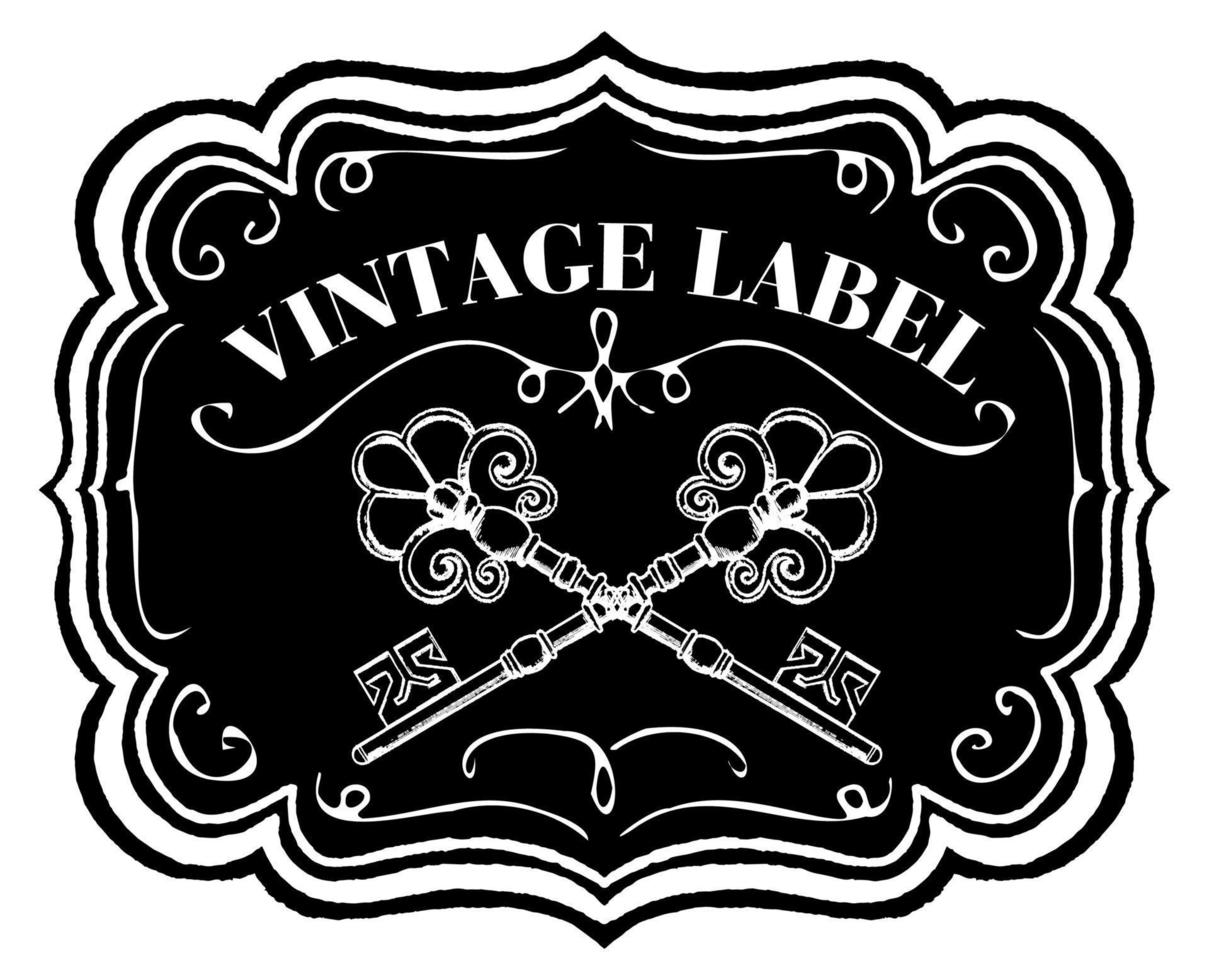 Vintage label with old antique keys, retro style vector