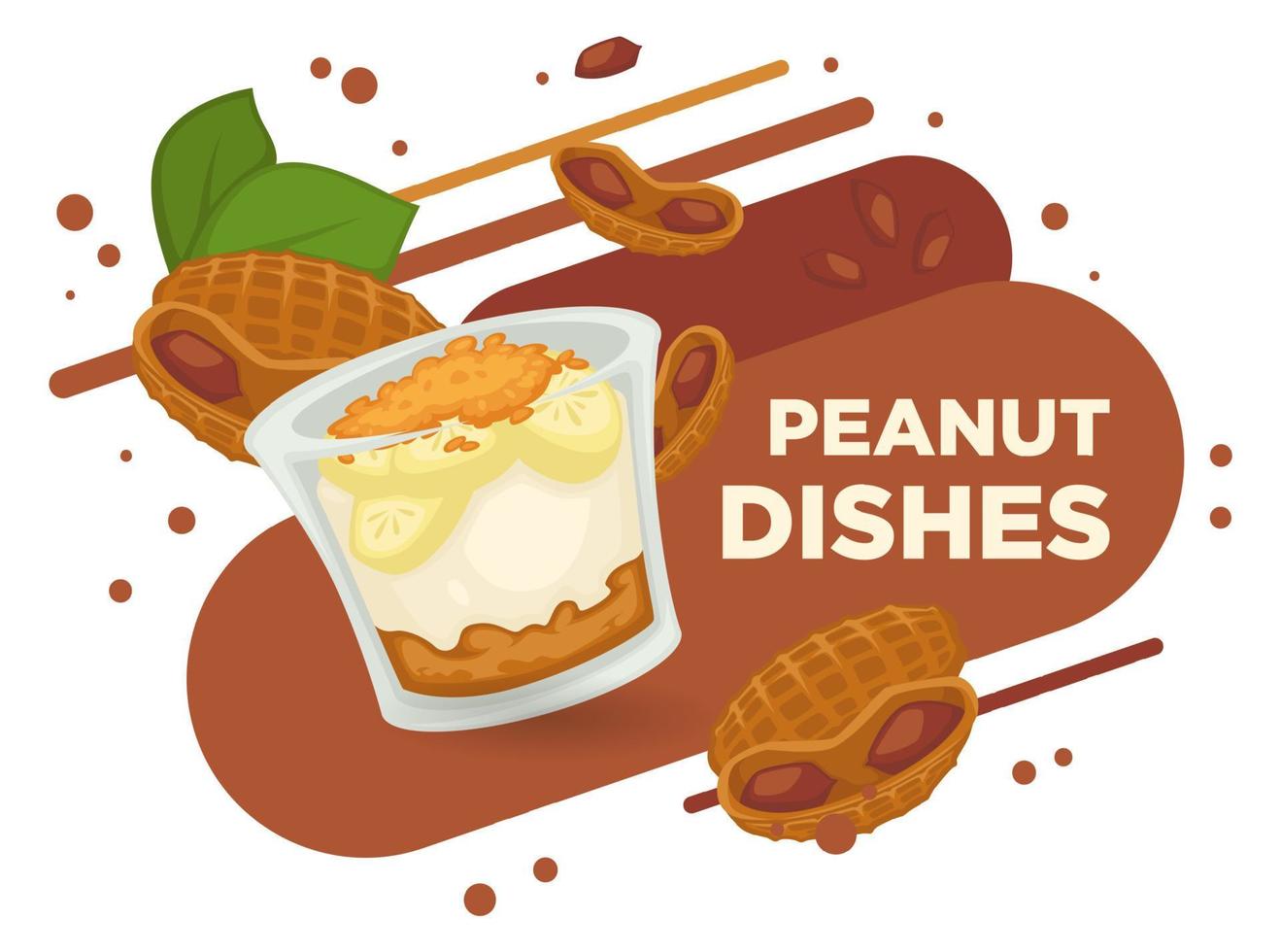 Peanut dishes, ice cream and sweet waffles vector