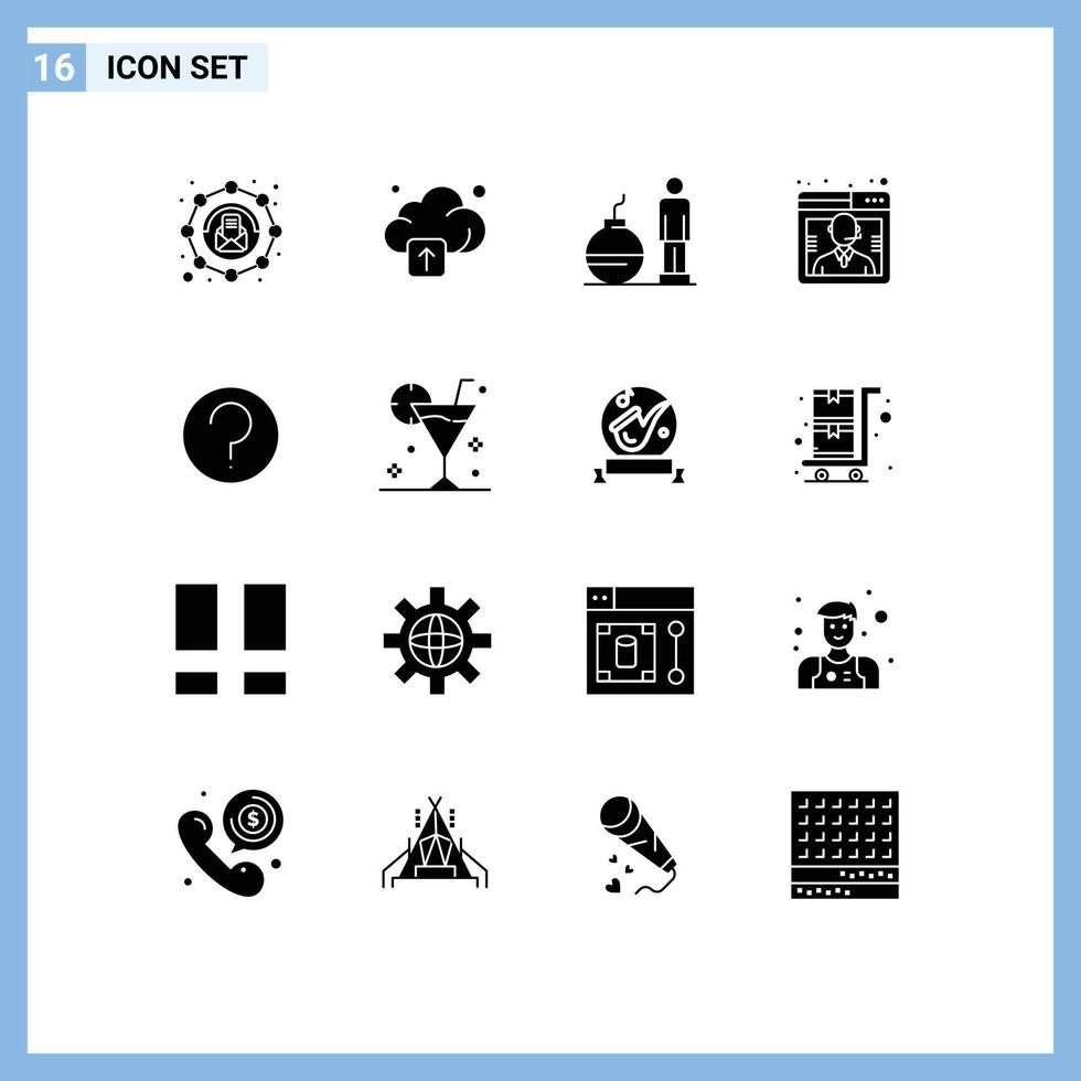 Set of 16 Modern UI Icons Symbols Signs for ui basic debt support customer Editable Vector Design Elements