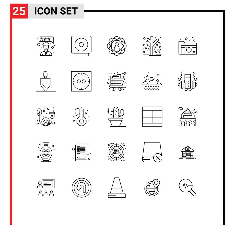 25 Thematic Vector Lines and Editable Symbols of tree garden abilities botanic skills Editable Vector Design Elements