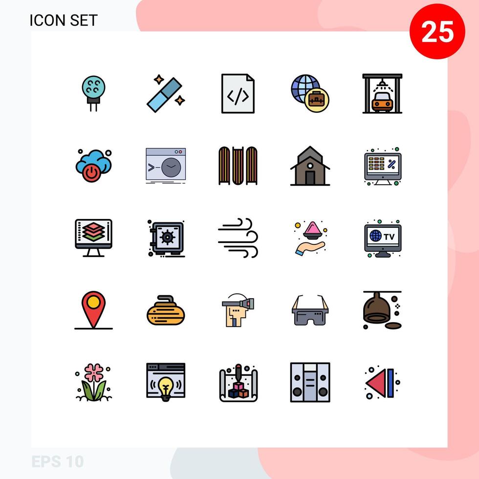 Set of 25 Modern UI Icons Symbols Signs for admin power document cloud service Editable Vector Design Elements