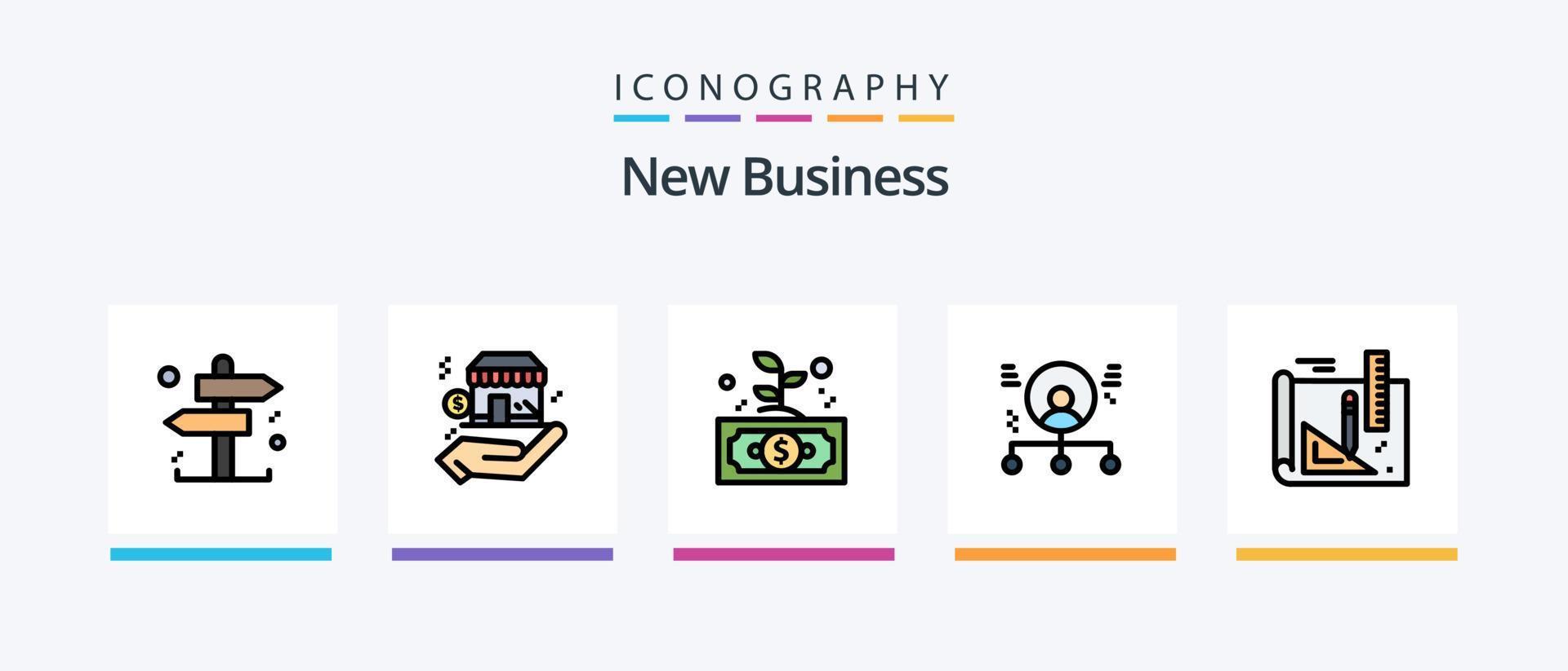 New Business Line Filled 5 Icon Pack Including . business . shopping. box . rocket. Creative Icons Design vector