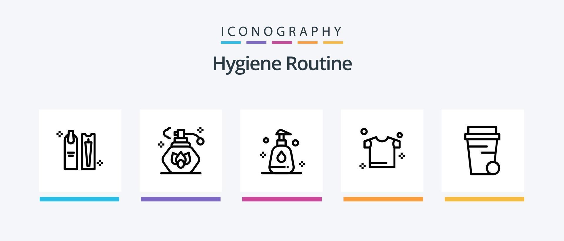 Hygiene Routine Line 5 Icon Pack Including . cleaning. coffee. clean. drying. Creative Icons Design vector