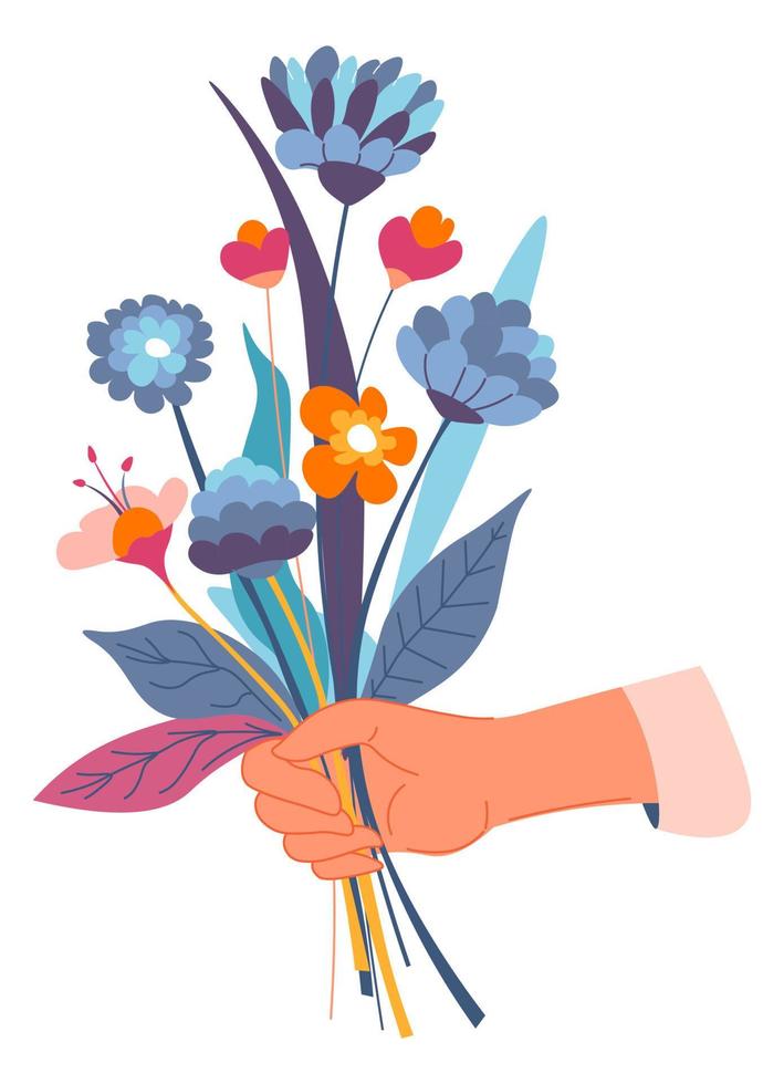 Flower in blossom, bouquet with wildflowers vector