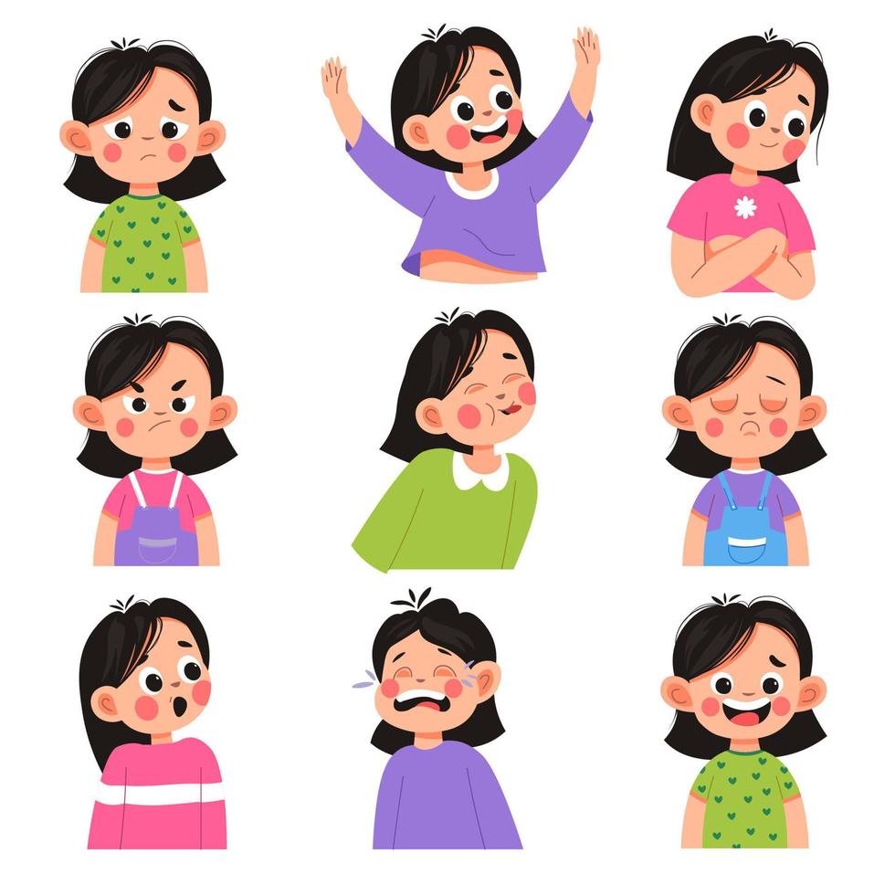 niños emocionales con vector de expresión facial