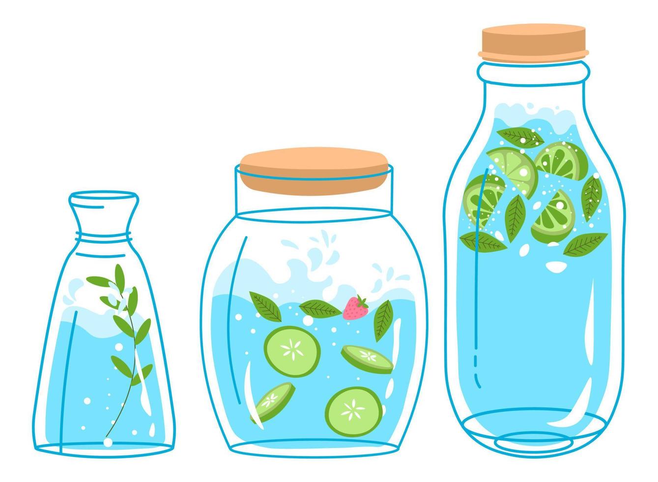 Lemonade or fresh purified mineral water bottles vector