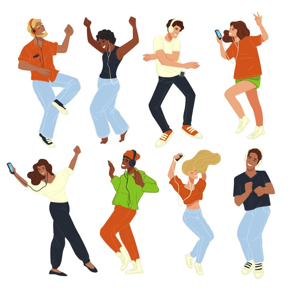 Dancing people fun at party or disco celebration vector