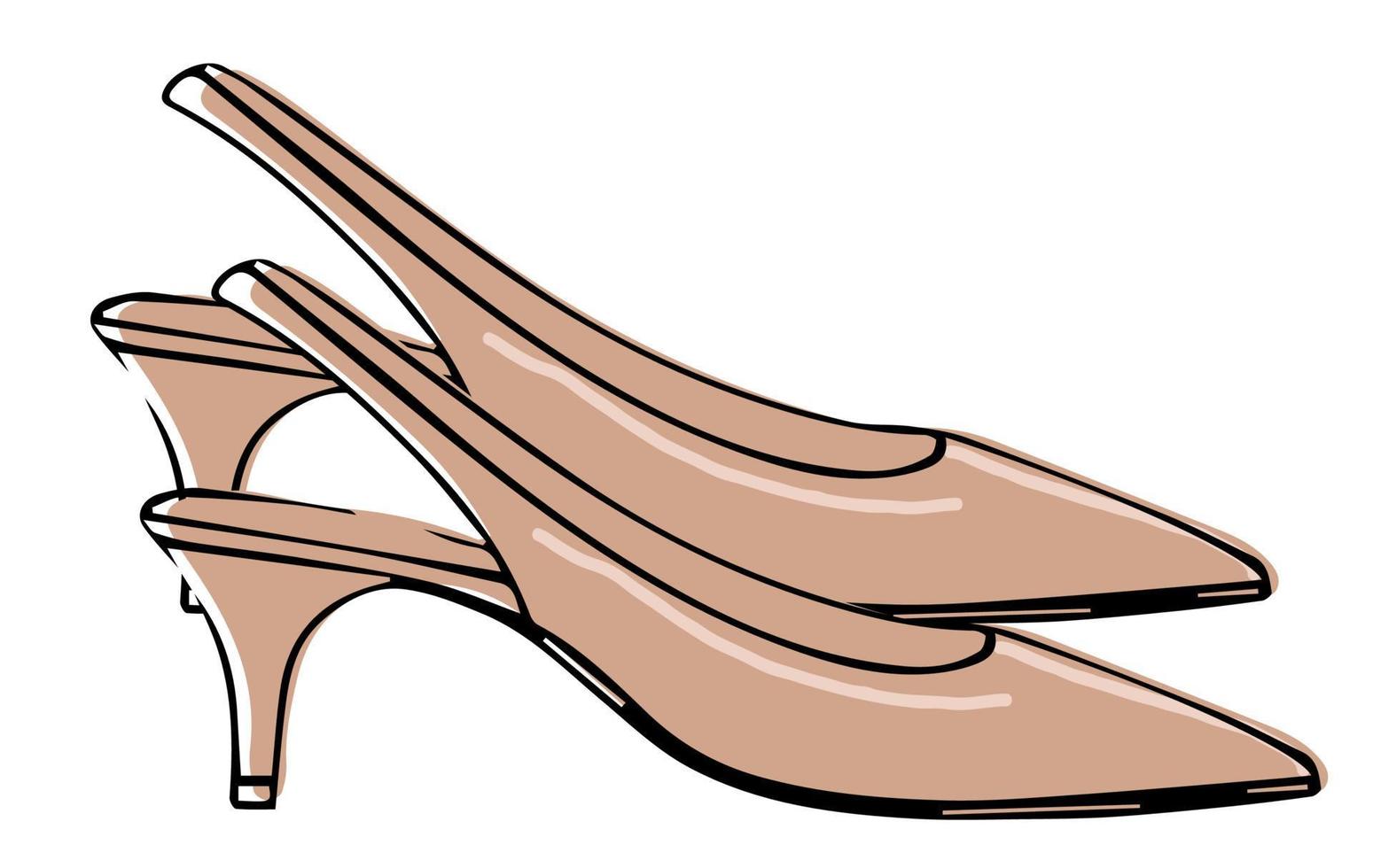 Slingback shoes on kitten heel, women footwear vector
