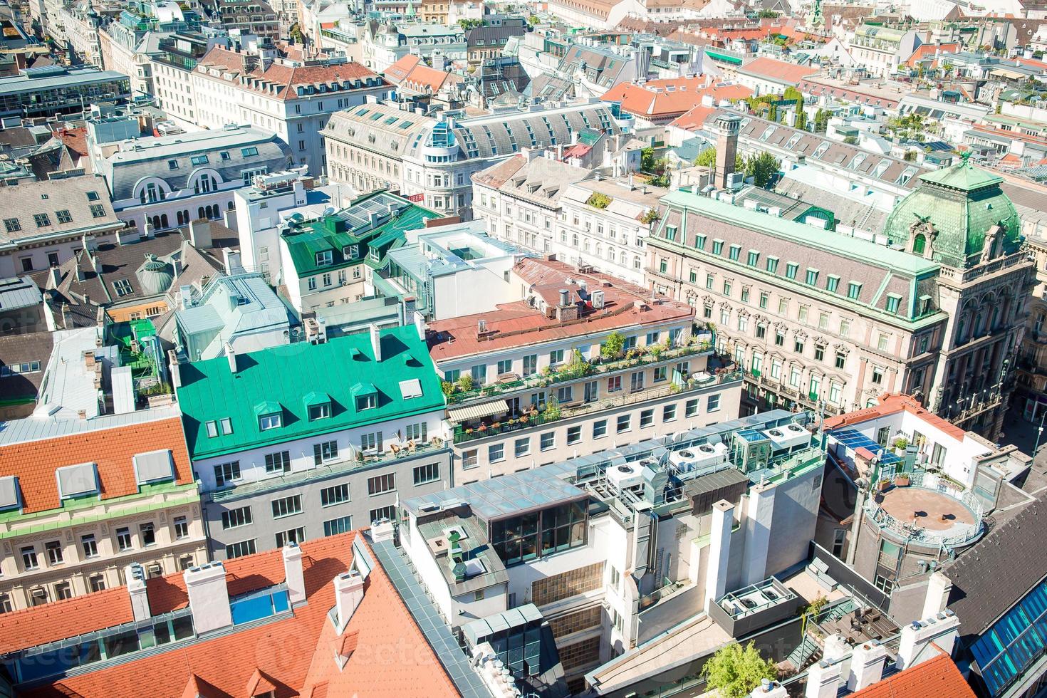 View from St. Stephen's Cathedral over Stephansplatz square in Vienna, capital of Austria on sunny day photo