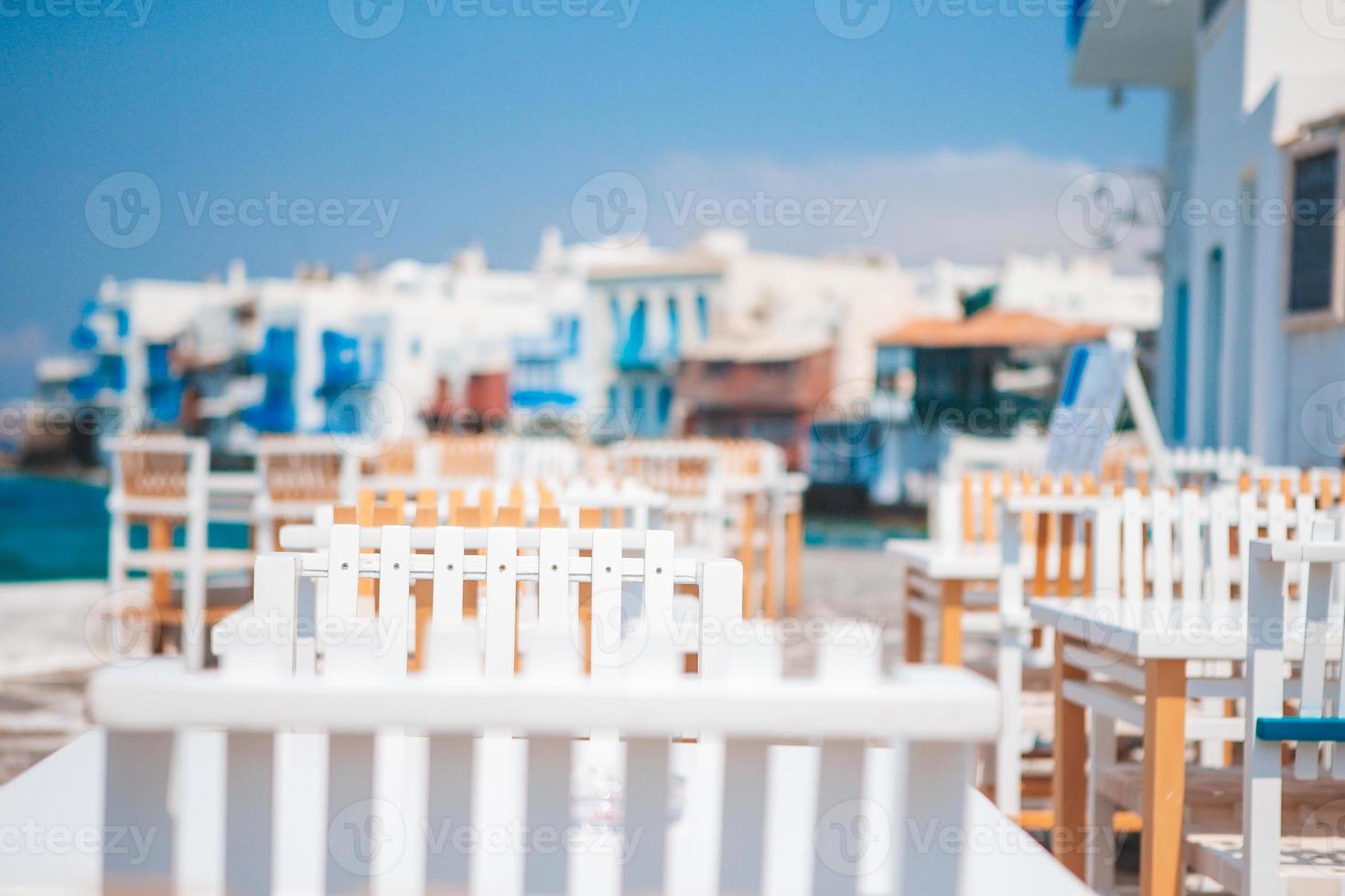 Summer empty open air luxury restaraunt at exotic hotel photo