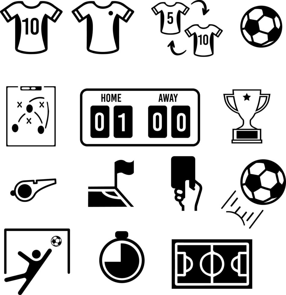 minimal soccer line icon set vector