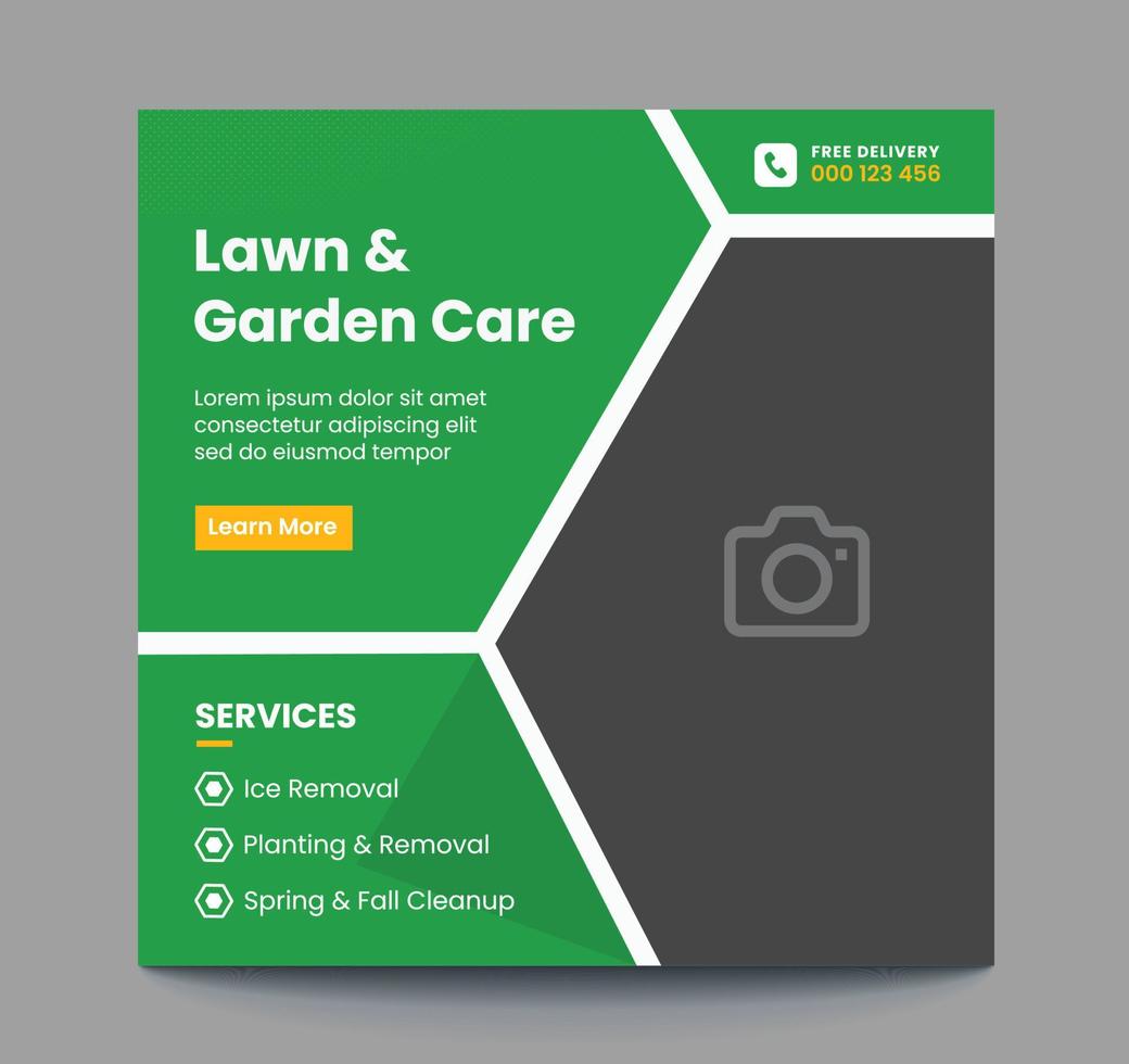 Agricultural and Farming care Services social media banner design or organic farm square template. Easy suitable for social media post, flyers, web, landscape, agro industry and gardening. vector