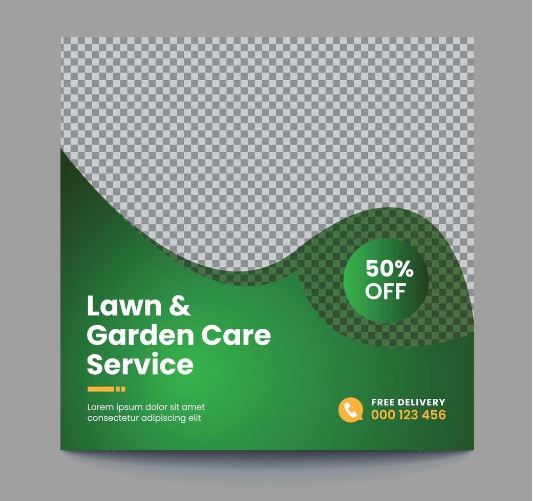 Agricultural and Farming care Services social media banner design or organic farm square template. Easy suitable for social media post, flyers, web, landscape, agro industry and gardening. vector