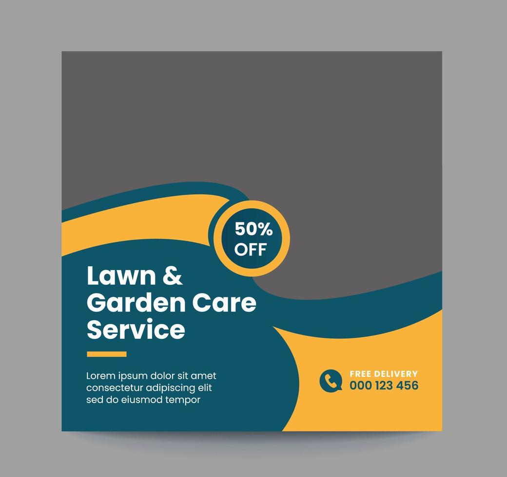 Agricultural and Farming care Services social media banner design or organic farm square template. Easy suitable for social media post, flyers, web, landscape, agro industry and gardening. vector
