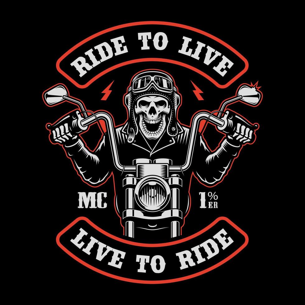 Biker patch with a skull in a helmet vector