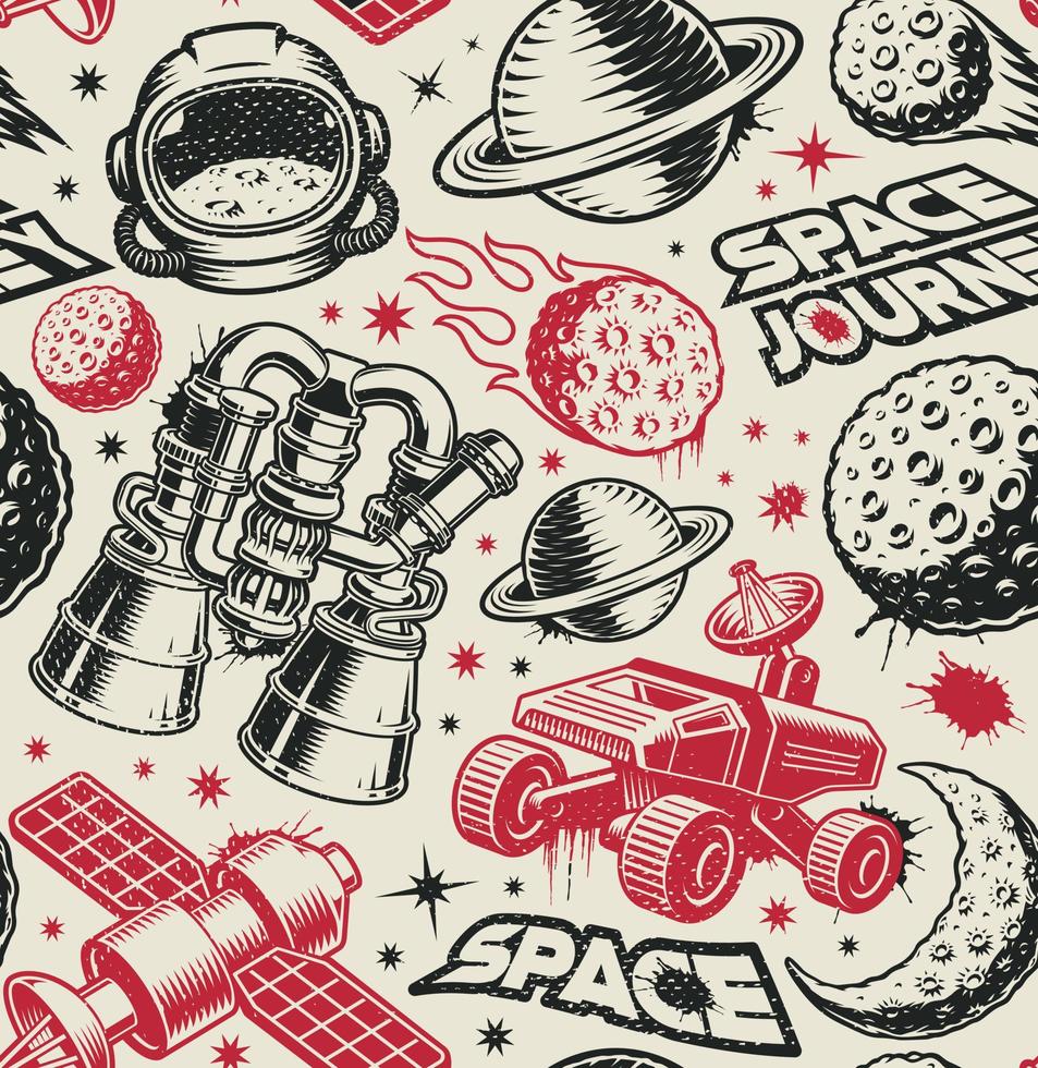 Vintage space seamless pattern vector