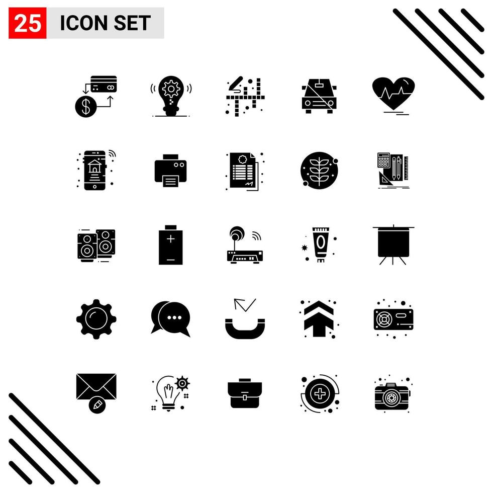 Solid Glyph Pack of 25 Universal Symbols of slash no setting disabled painting Editable Vector Design Elements