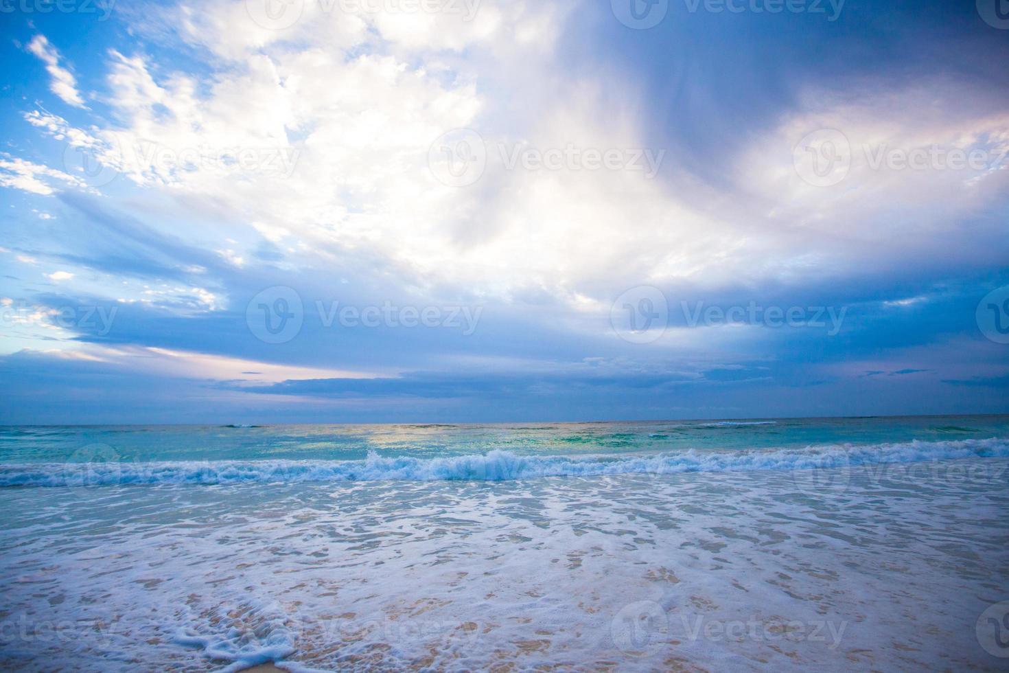 Amazing colorful dawn on the beach in Mexico photo