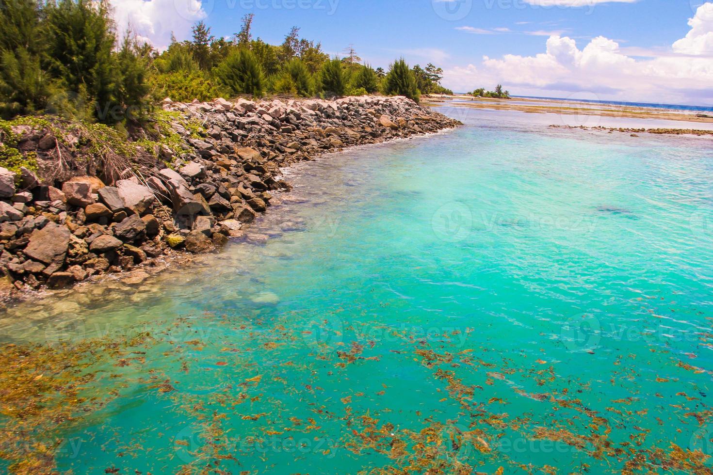 Turquoise exotic lagoon at Seychelles photo