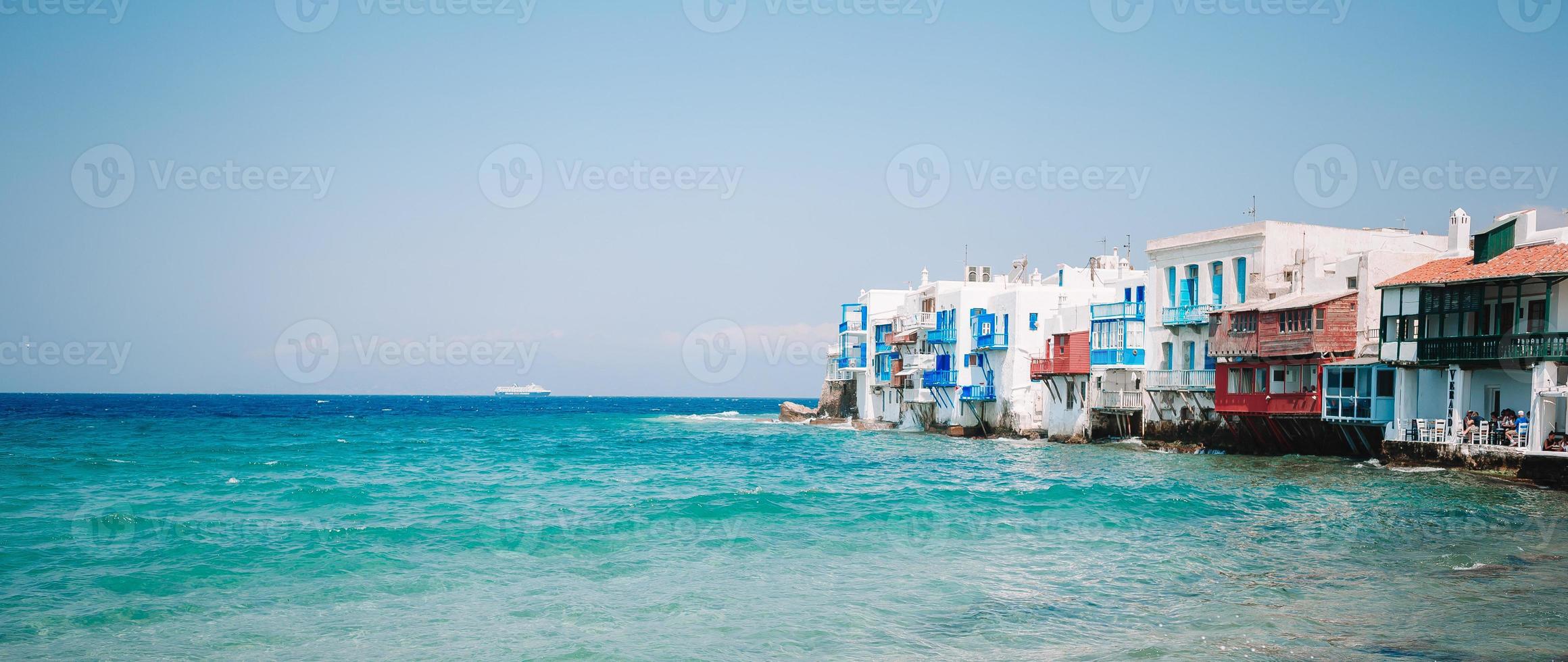 Beautiful Little Venice in Mykonos Island on Greece, Cyclades photo