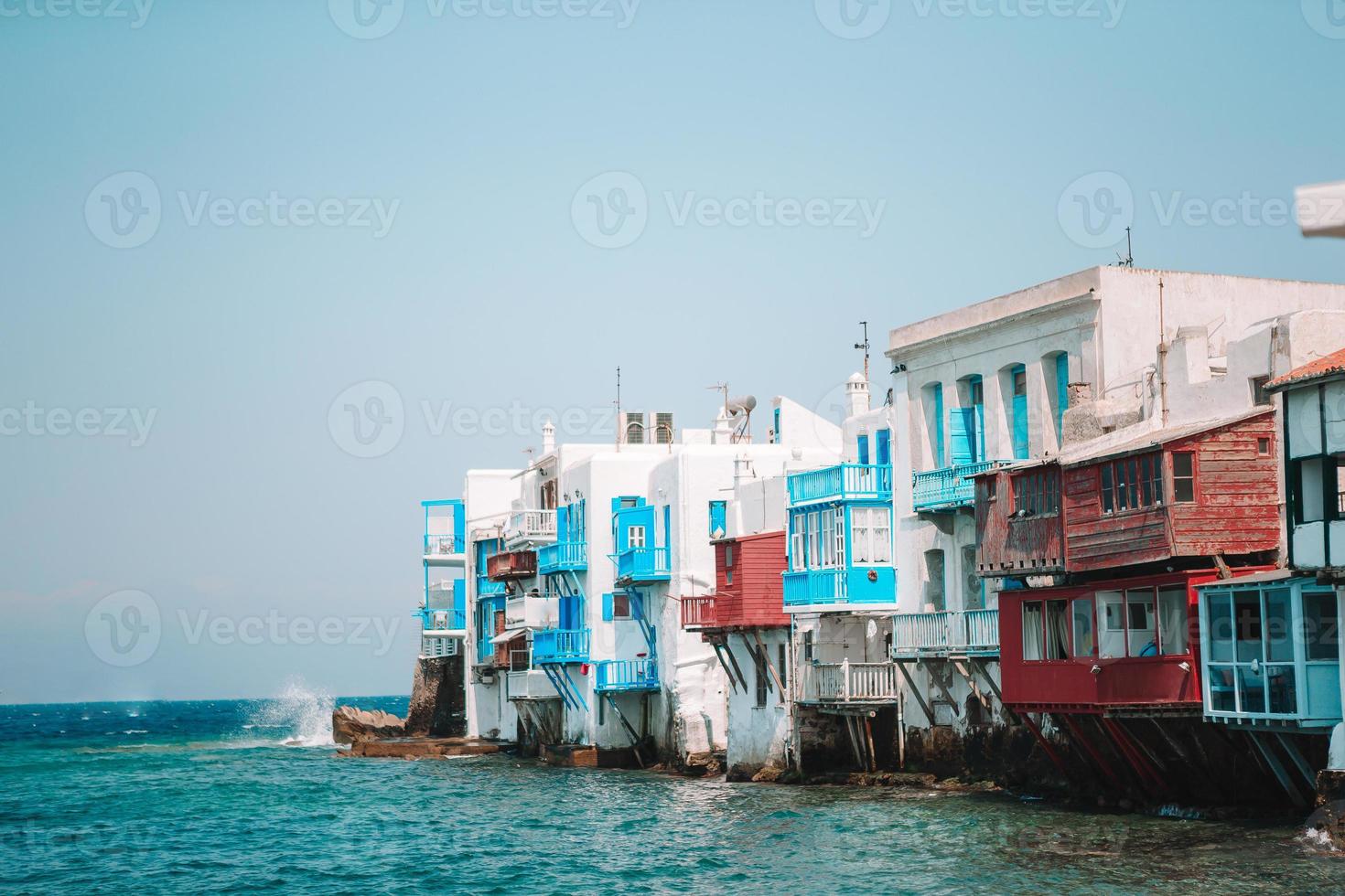 Beautiful Little Venice in Mykonos Island on Greece, Cyclades photo