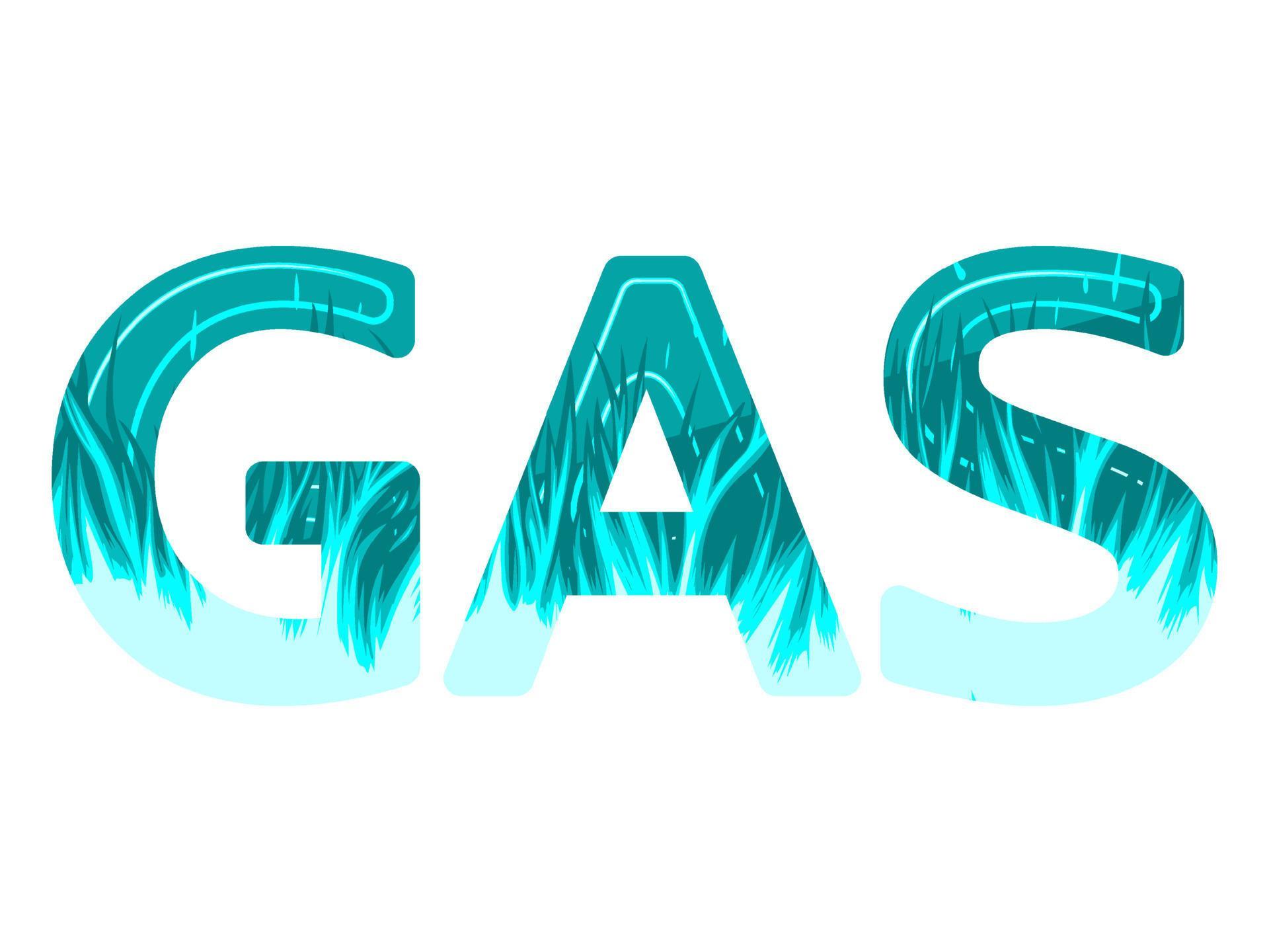 gas flames text. . Blue gas or burn light glow. Vector illustration