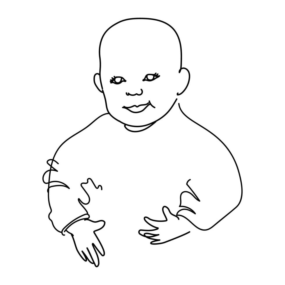 Sketch baby  line art for concept design. Hand drawn illustration. vector