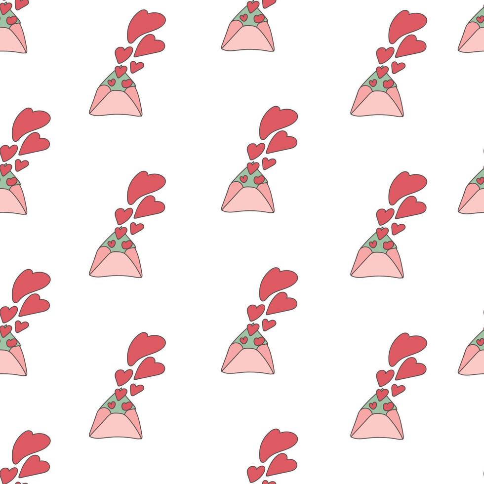 Love letters seamless pattern. Repeating design element for printing on wrapping. love and romance.  wedding anniversary and Valentines day. Cartoon flat vector illustration