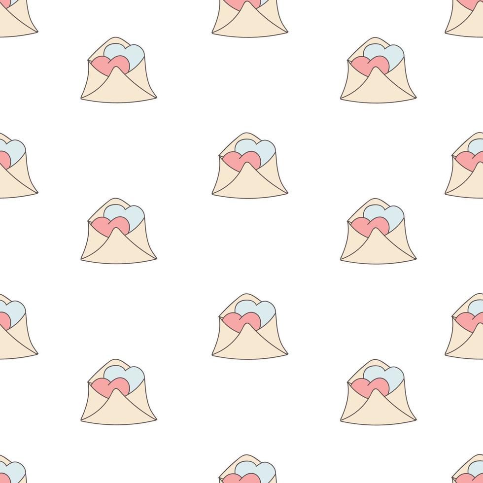 Love letters seamless pattern. Repeating design element for printing on wrapping. love and romance.  wedding anniversary and Valentines day. Cartoon flat vector illustration