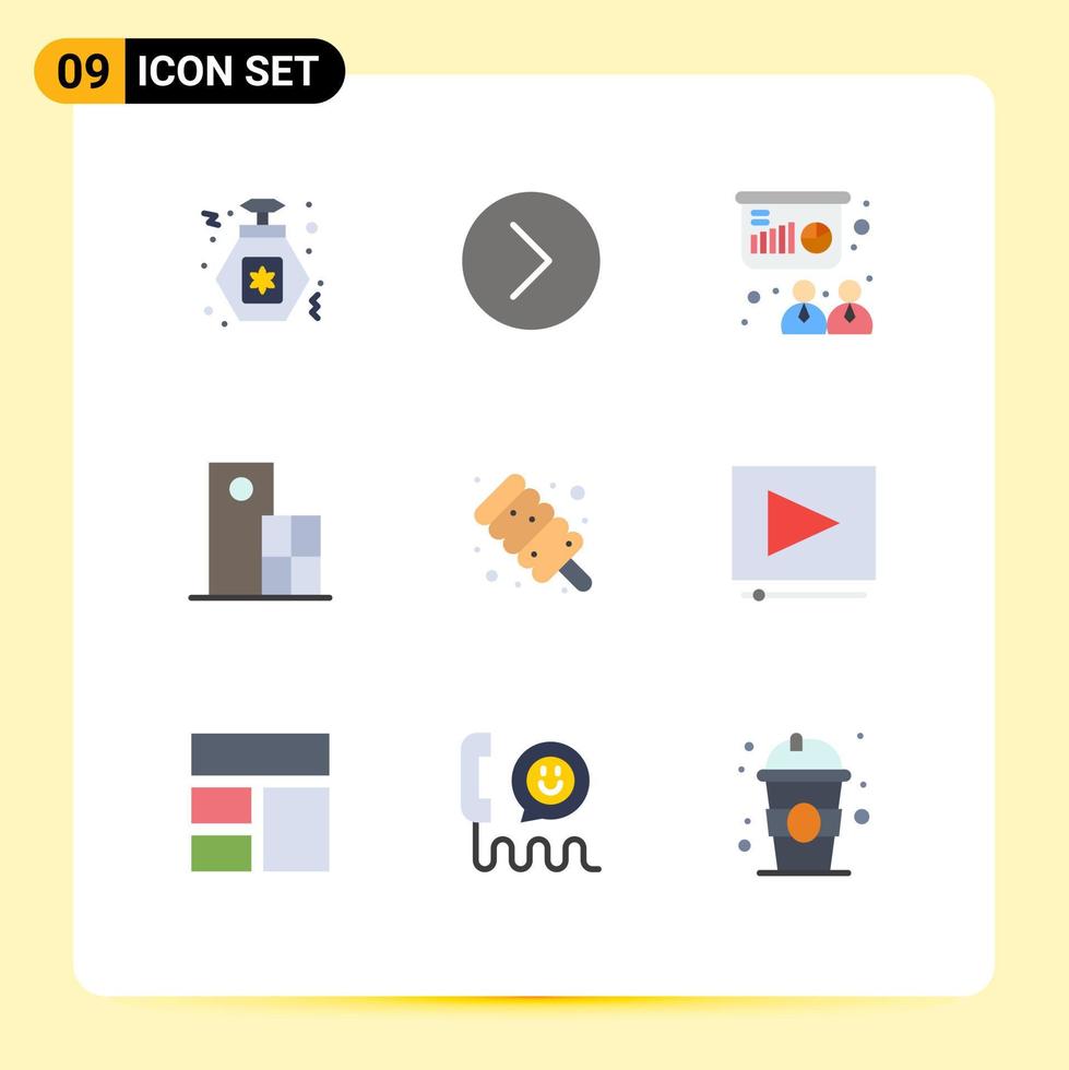 9 Thematic Vector Flat Colors and Editable Symbols of marshmallow structure presentation modern building Editable Vector Design Elements