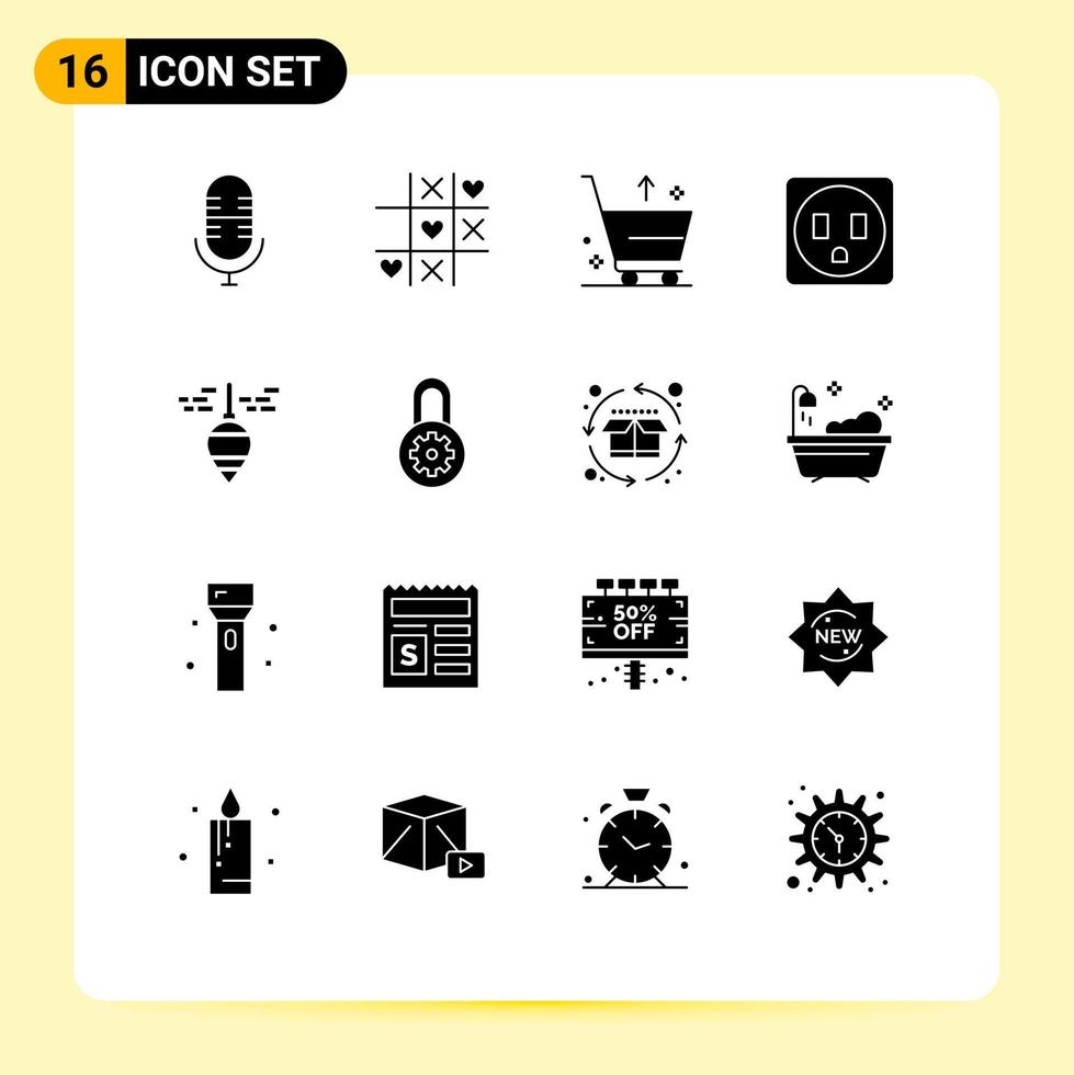 Pictogram Set of 16 Simple Solid Glyphs of control plumb bob commerce bob socket Editable Vector Design Elements