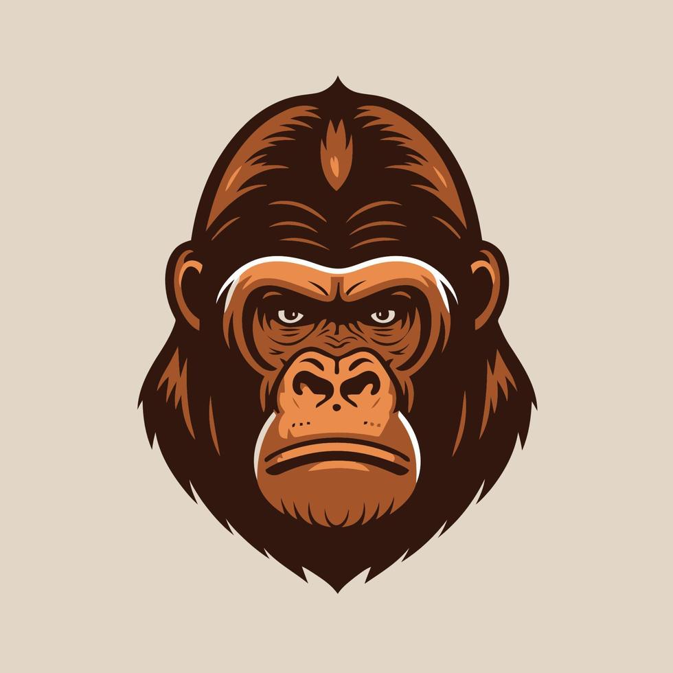 Gorilla head logo mascot design template. monkey logo Vector illustration