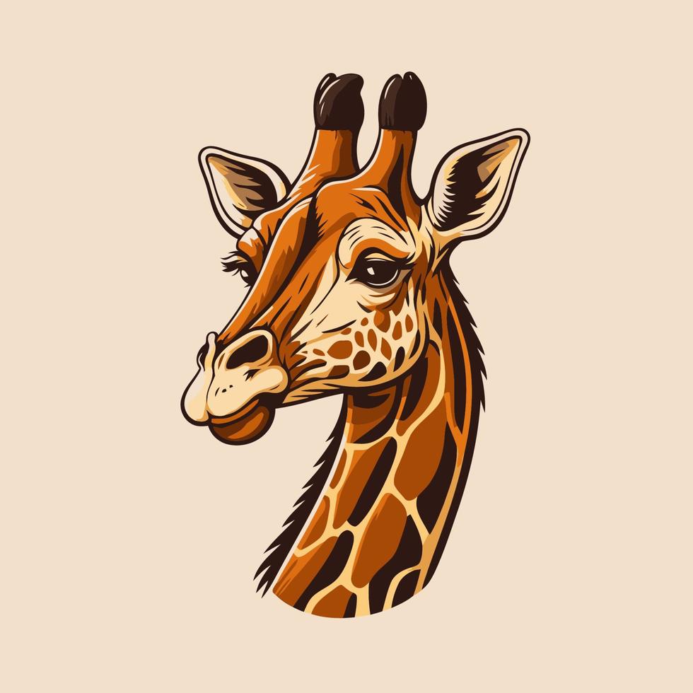 mascota de diseño de logotipo de cabeza de jirafa. ilustración vectorial de animales vector