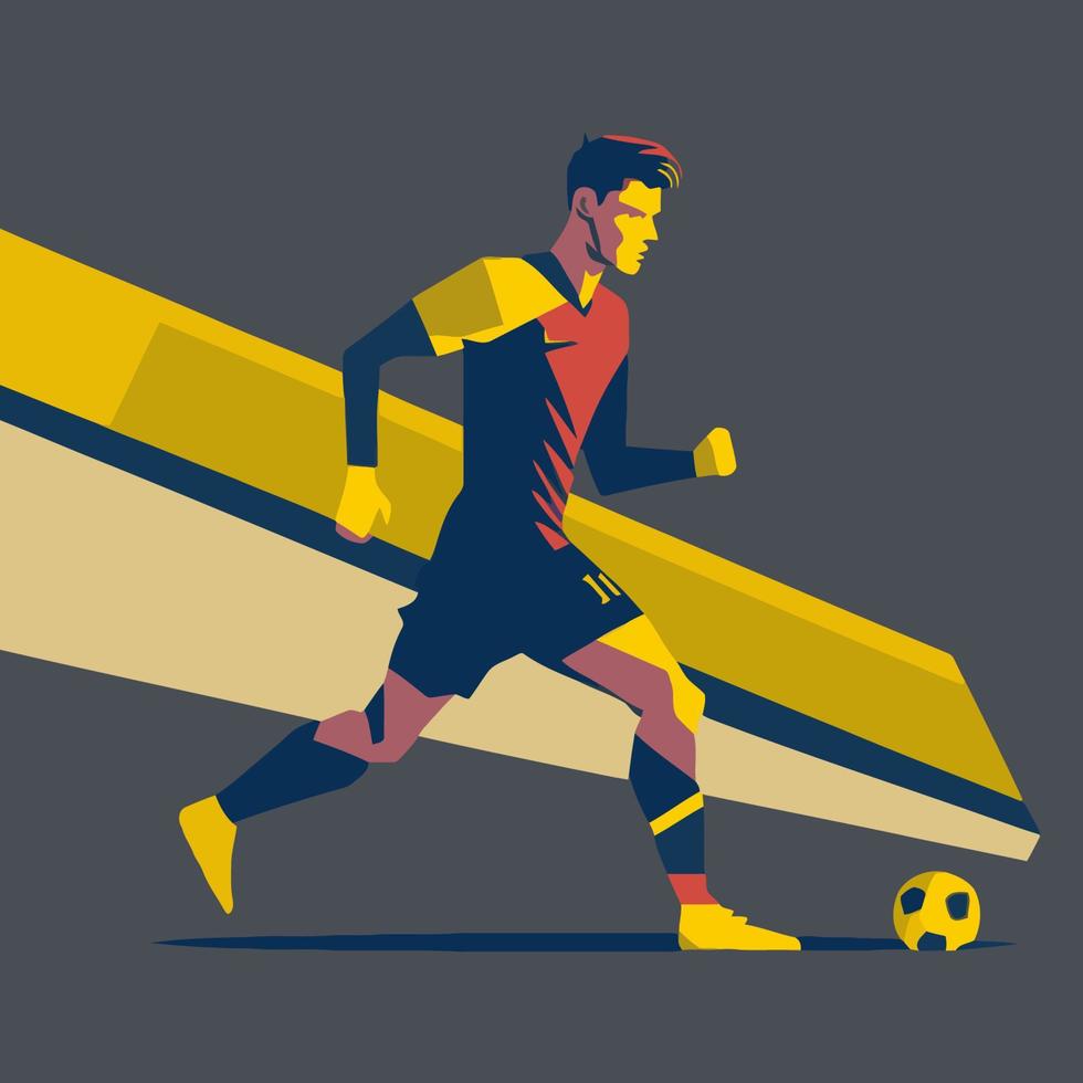 football soccer player playing ball running vector