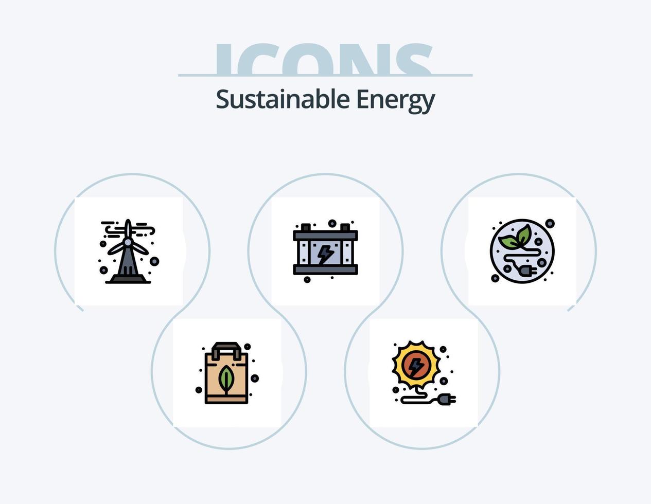 Sustainable Energy Line Filled Icon Pack 5 Icon Design. eco. ecology house. biodiesel. eco house. renewable vector