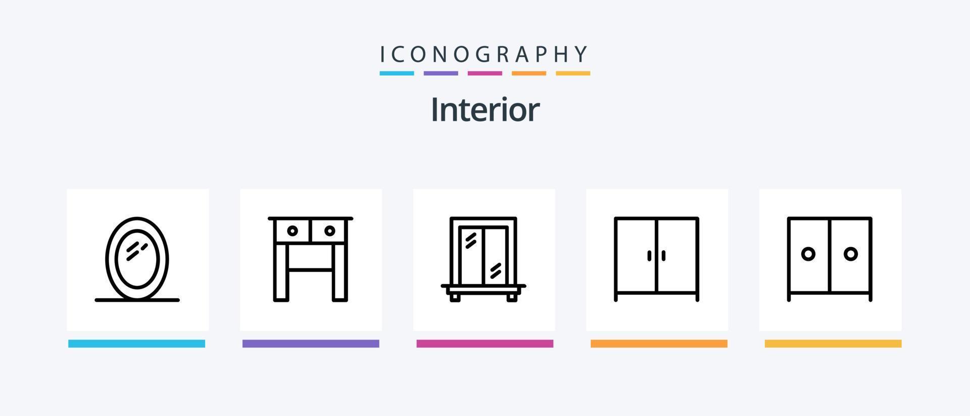 Interior Line 5 Icon Pack Including . interior. interior. furniture. lamp. Creative Icons Design vector