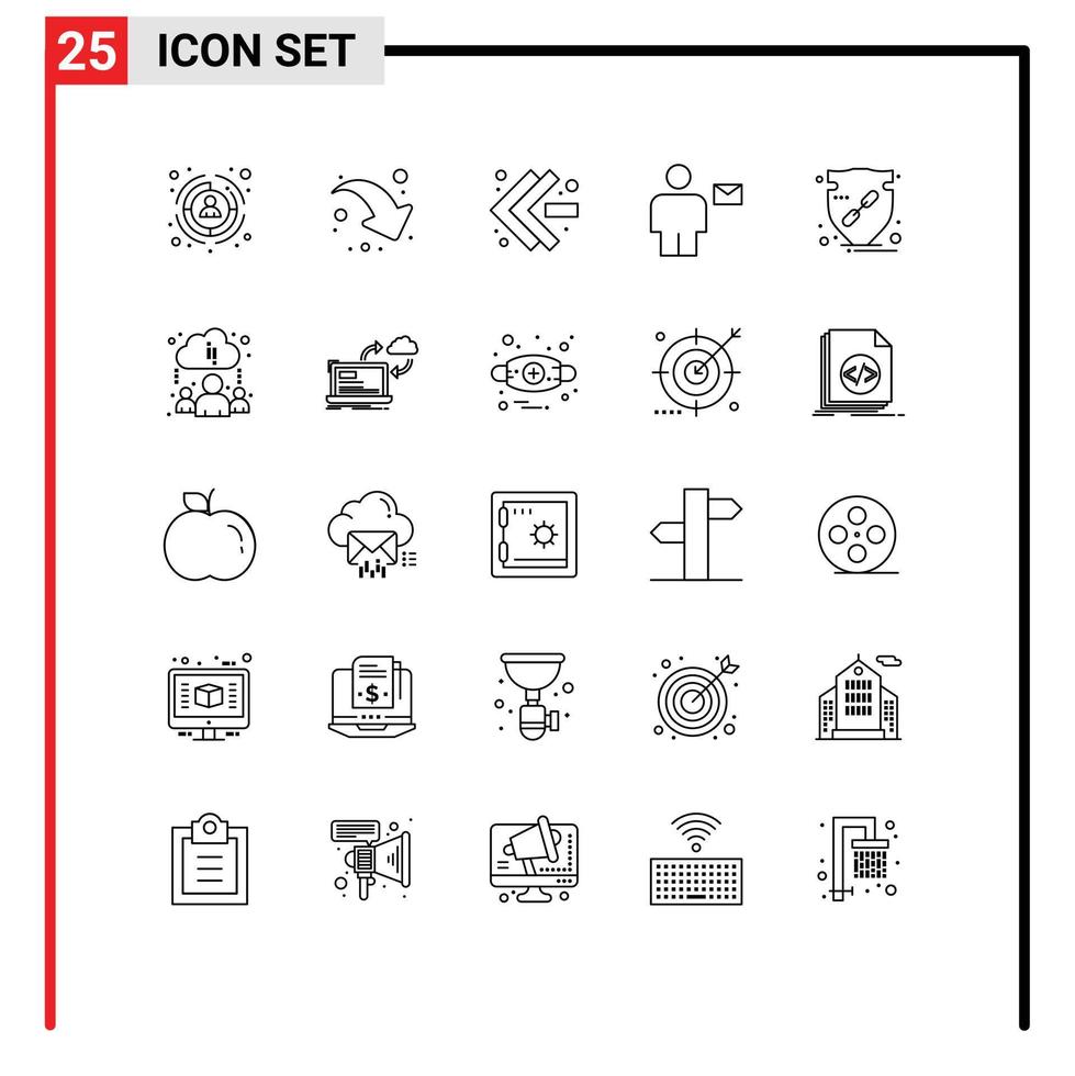 Set of 25 Modern UI Icons Symbols Signs for arrow trust fast forward letter envelope Editable Vector Design Elements