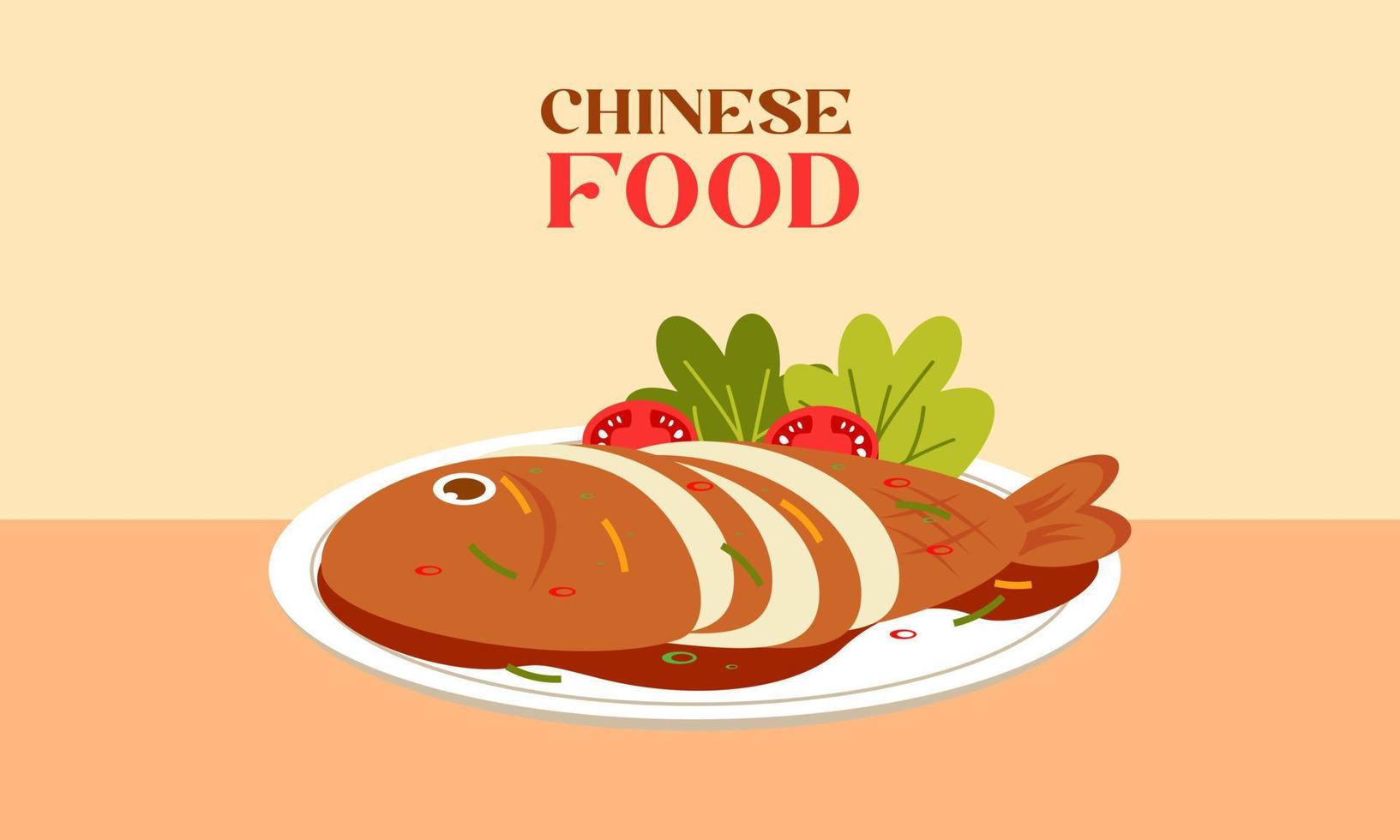 Hand Drawn Flat Design Illustration of Chinese Food vector