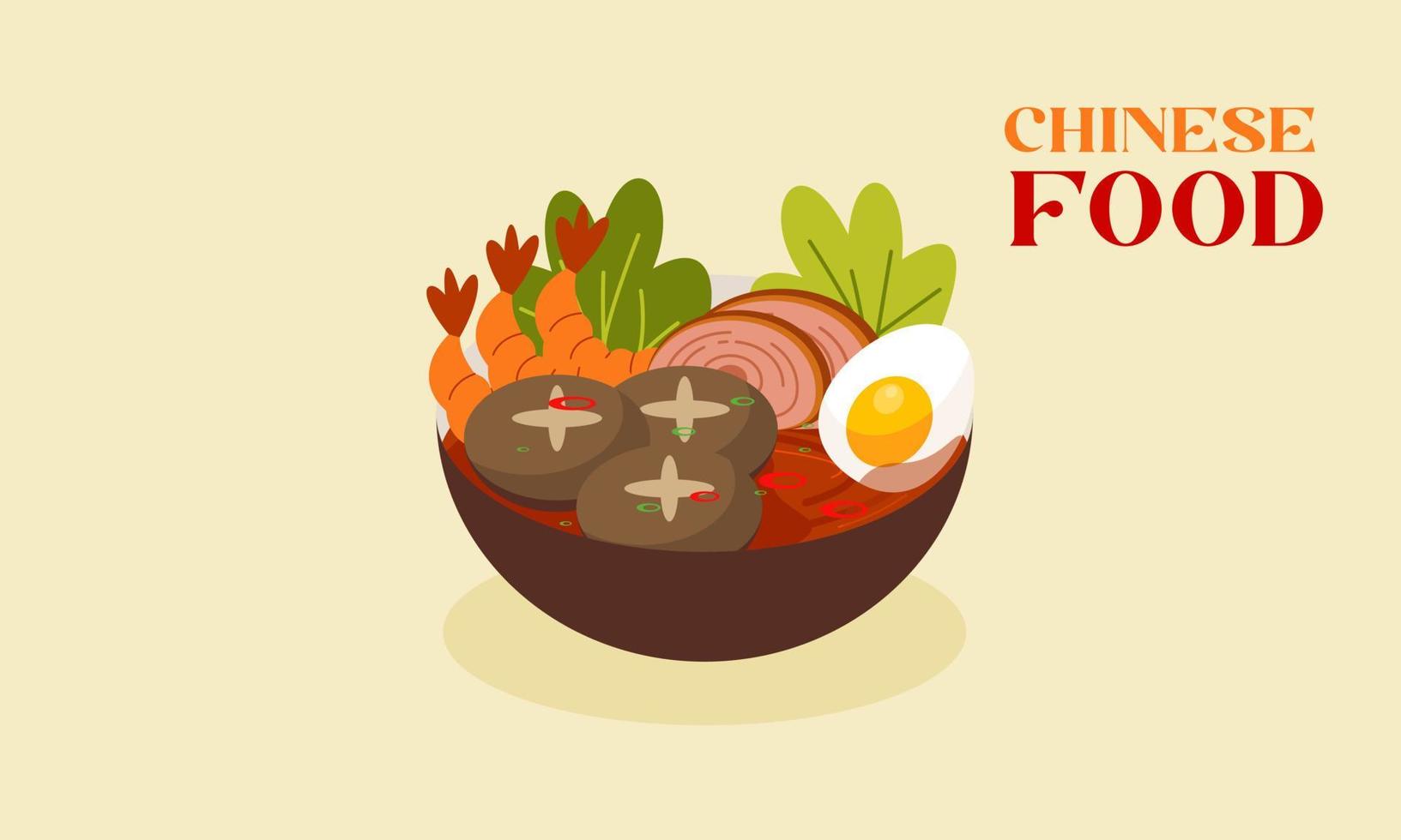 Hand Drawn Flat Design Illustration of Chinese Food vector