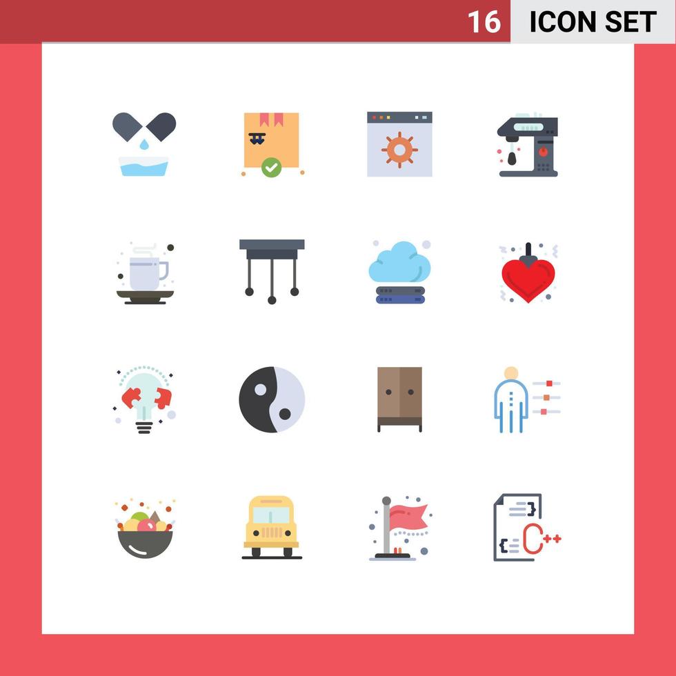 Universal Icon Symbols Group of 16 Modern Flat Colors of cup autumn webpage mixer cook Editable Pack of Creative Vector Design Elements